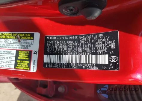 2013 Toyota Corolla Le из США, поврежденный, VIN 2T1BU4EE4DC988162